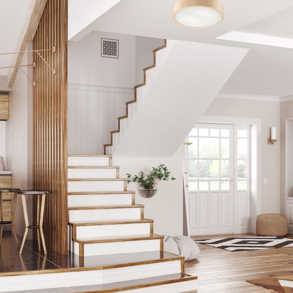 Plafonieră maro deschis cu abajur din sticlă ø 37 cm Eveline – LAMKUR-image-1