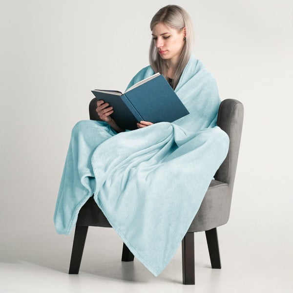 Pătură din microfibră DecoKing Mic, 160 x 210 cm, albastru deschis-image-1
