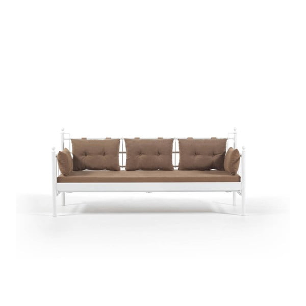 Canapea cu 3 locuri de grădină Lalas DKS, 96 x 209 cm, maro-alb
