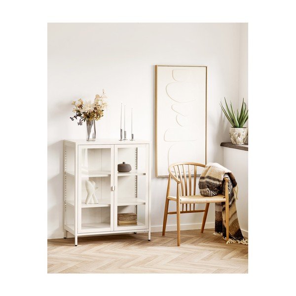 Vitrină crem din oțel 80x101x40 cm Brisbane – House Nordic-image-2