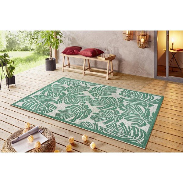 Covor adecvat pentru exterior NORTHRUGS Monstera, 140 x 200 cm, verde - bej-image-1