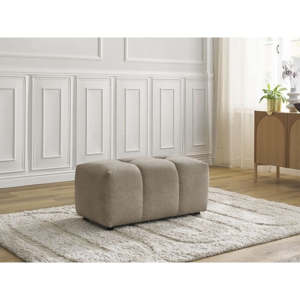 Taburet bej cu tapițerie din chenille Roxelane – Bobochic Paris-image-1