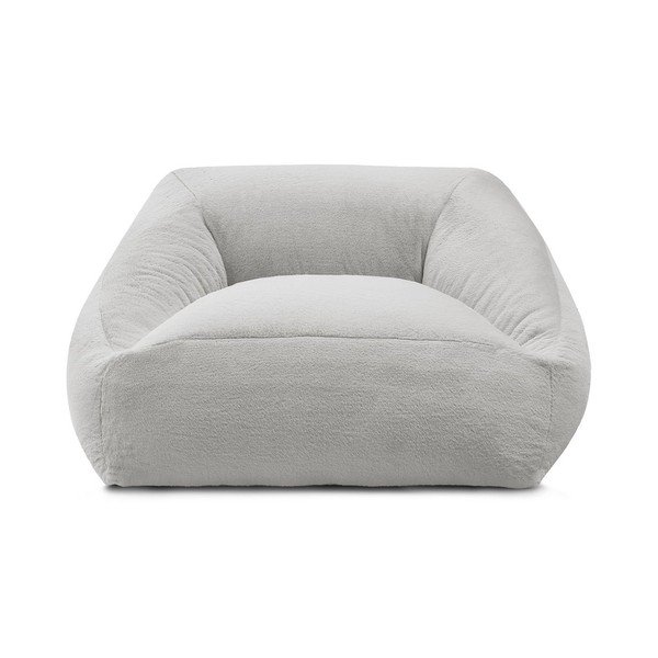 Fotoliu bean bag gri deschis cu tapițerie din blană artificială Lilibet – Bobochic Paris-image-2