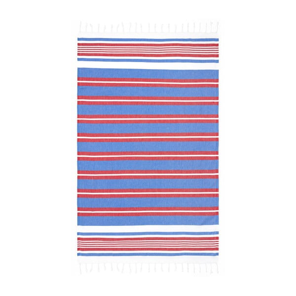 Prosop hammam Begonville Rkyer Unison, 180 x 100 cm, albastru - roșu
