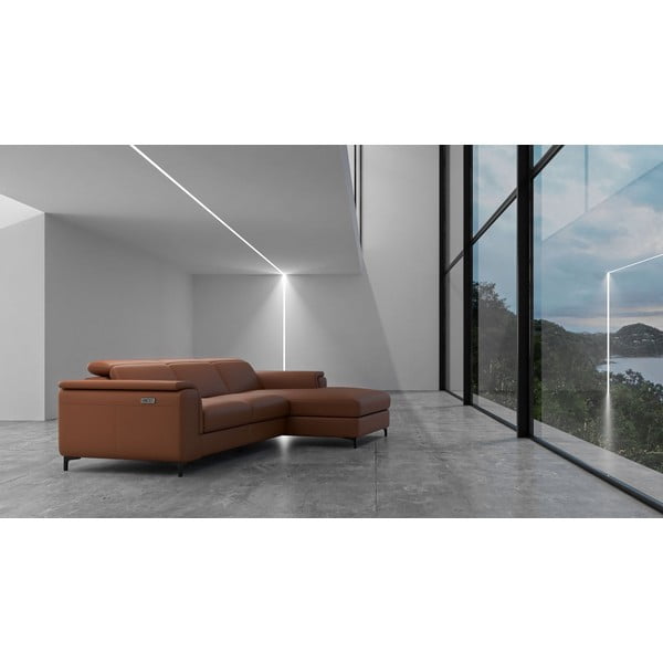 Colțar maro coniac cu tapițerie din piele (colț pe  partea dreaptă) Brito – MESONICA-image-1