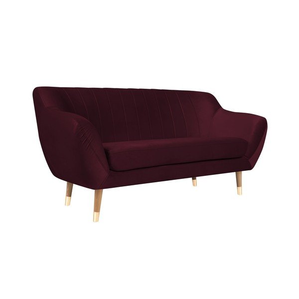Canapea cu tapițerie din catifea Mazzini Sofas Benito, vișiniu, 158 cm-image-2