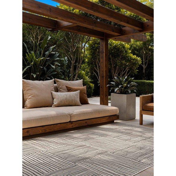 Covor pentru exterior și interior negru/crem 200x300 cm Haringey Nightingale – Ted Baker-image-1