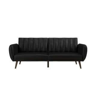 Canapea extensibilă neagră din imitație de piele 207 cm Brittany - Novogratz