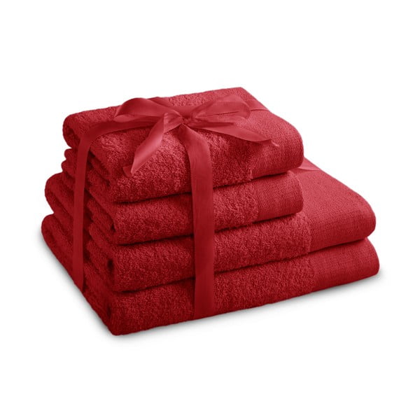 Prosoape de baie roșii 4 buc. din bumbac din frotir Amari – Restilo