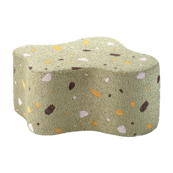 Puf de copii verde cu tapițerie din țesătură bouclé/cu tapițerie din chenille Terrazzo Cloud – Wigiwama