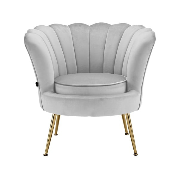 Fotoliu gri deschis cu tapițerie din catifea Kelsey – Støraa-image-1