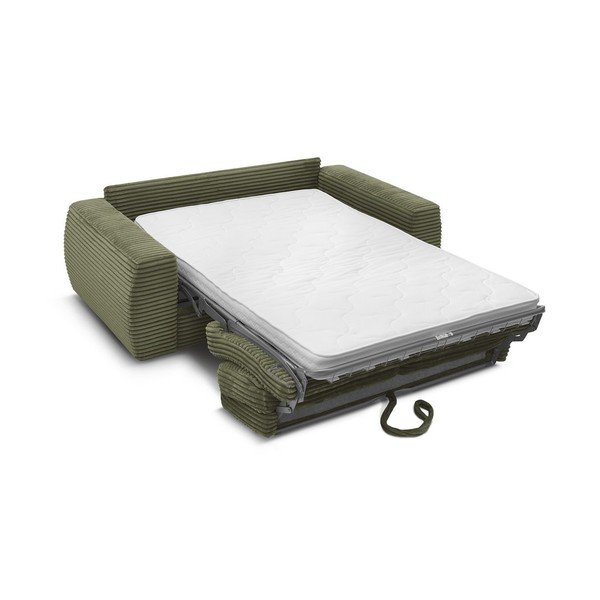 Canapea verde pentru dormitul zilnic/extensibilă cu tapițerie din catifea reiată  220 cm Hugo – Bobochic Paris-image-3