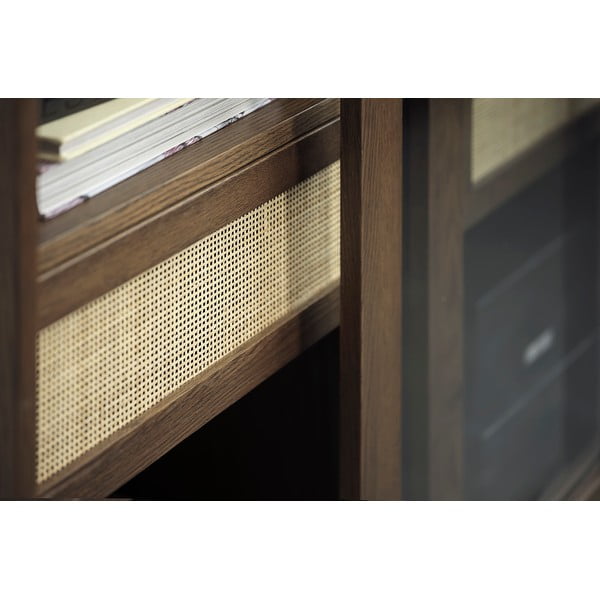 Vitrină maro închis cu aspect de lemn de stejar cu ușă glisantă 110x160 cm Barrali – Unique Furniture-image-4