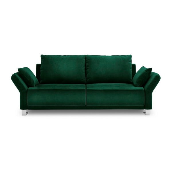 Canapea extensibilă cu 3 locuri și tapițerie de catifea Windsor & Co Sofas Pyxis, verde smarald