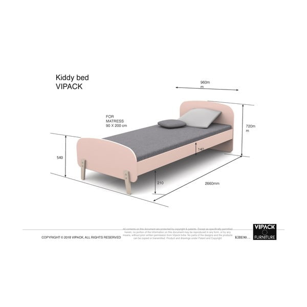 Pat pentru copii Vipack Kiddy, 200 x 90 cm, verde mentol-image-1