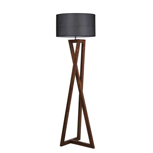 Lampadar negru/maro cu abajur textil (înălțime 149 cm) Maçka – Opviq lights