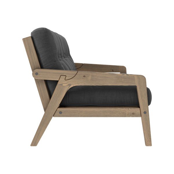 Canapea gri extensibilă cu tapițerie din catifea reiată 204 cm Grab - Karup Design-image-4