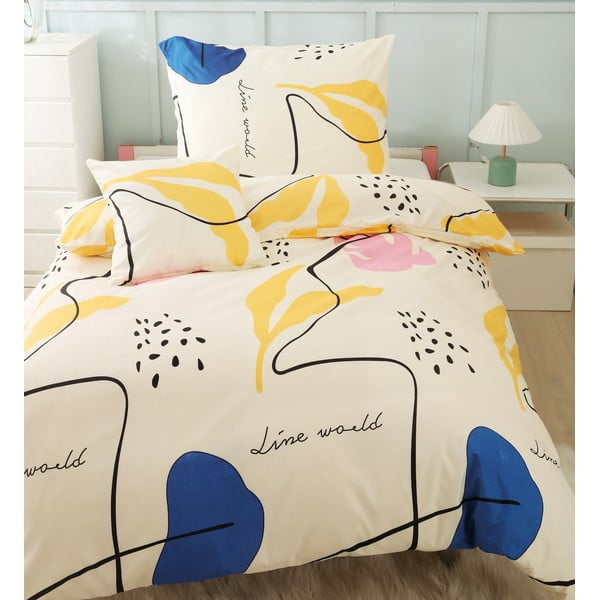 Lenjerie de pat din microsatin galbenă pentru pat de o persoană cu 3 piese 140x200 cm Sophia – My House-image-4