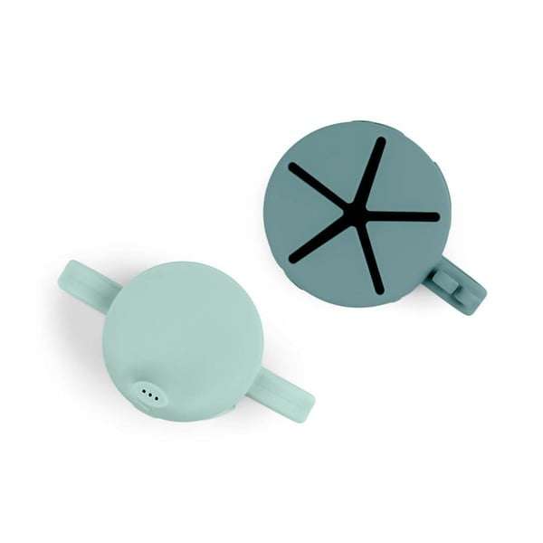 Căni albastre din silicon pentru copii în set de 2 pahare, cu gura de băut de 0,12 l Friends - Done by Deer-image-2