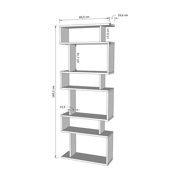 Bibliotecă albă/în culoare naturală cu aspect de lemn de stejar 60x160 cm Bates – Kalune Design-image-2