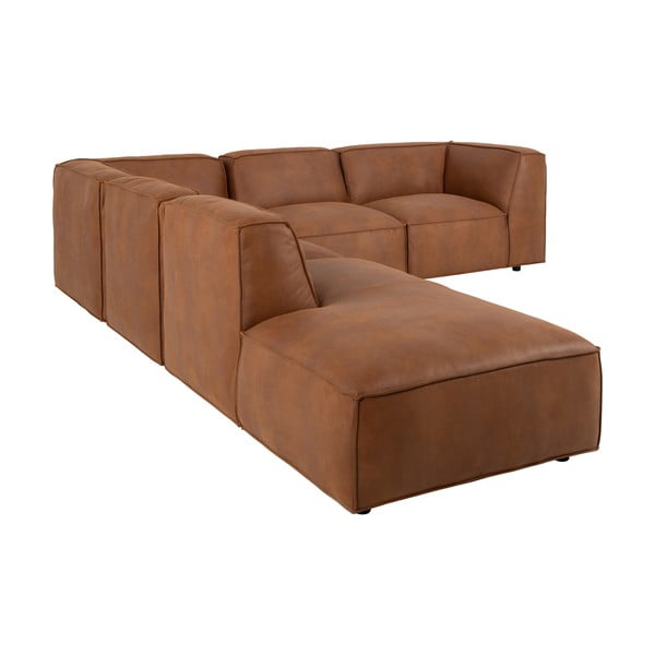Colțar maro coniac cu tapițerie din imitație de piele (colț stânga) Fairfield Kentucky – Bonami Selection-image-4