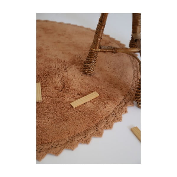 Covor cărămiziu lavabil țesut manual rotund din bumbac ø 110 cm Perla Toffee – Nattiot-image-2