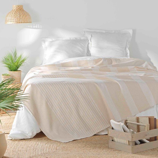 Cuvertură bej 240x260 cm Adele – douceur d'intérieur-image-1