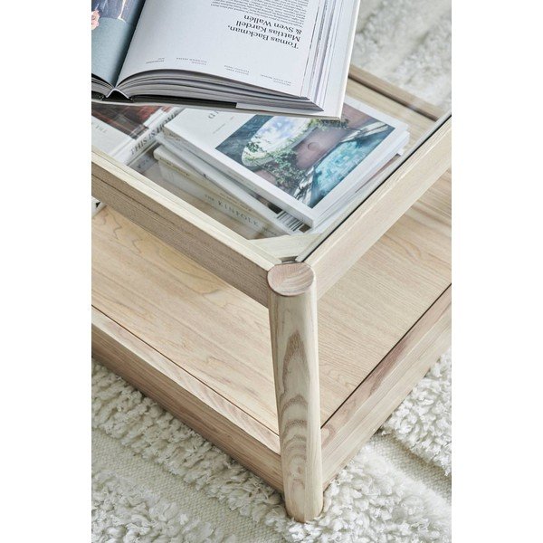 Măsuță de cafea în culoare naturală cu blat din sticlă 60x120 cm Class – Ellos Home-image-2