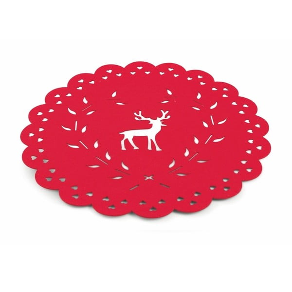 Suport pentru farfurie Villa d'Este XMAS Tovaglietta Rossa Tonda Renne, ⌀ 40 cm, roșu