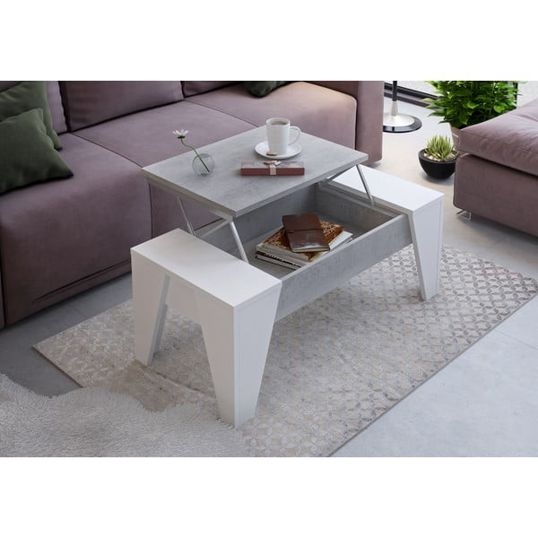 Măsuță de cafea cu blat pliabil Tomasucci James, gri - alb-image-1