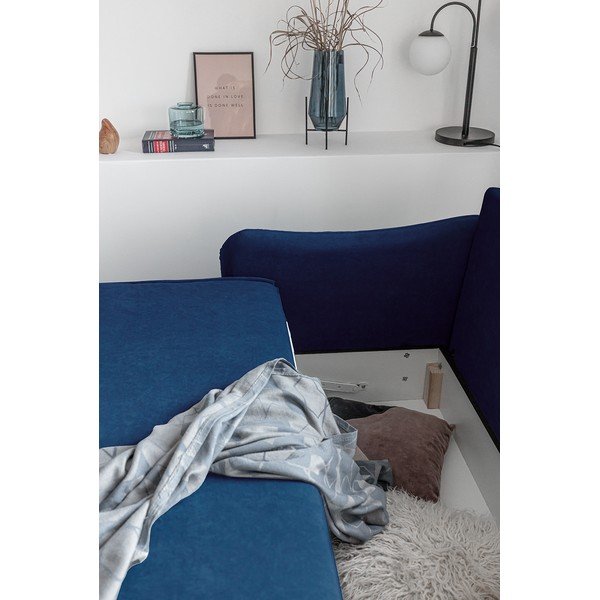 Canapea extensibilă din catifea Miuform Tender Eddie, albastru marin-image-1