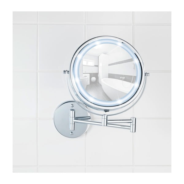 Oglindă cosmetică (5x) cu led/de mărire ø 17,5 cm Power-Loc Lumi – Wenko-image-4