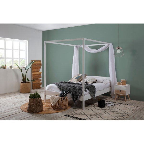 Pat matrimonial alb cu somieră 140x190 cm Dossel – Marckeric-image-1