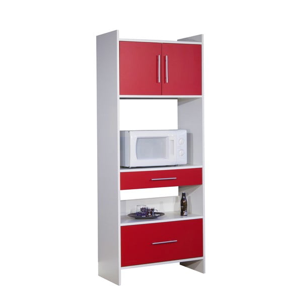 Sistem depozitare pentru bucătărie cu rafturi Léon, alb - roşu