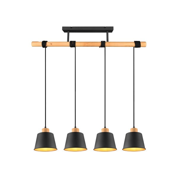 Lustră neagră/în culoare naturală cu abajur din metal ø 18 cm Harris – Trio