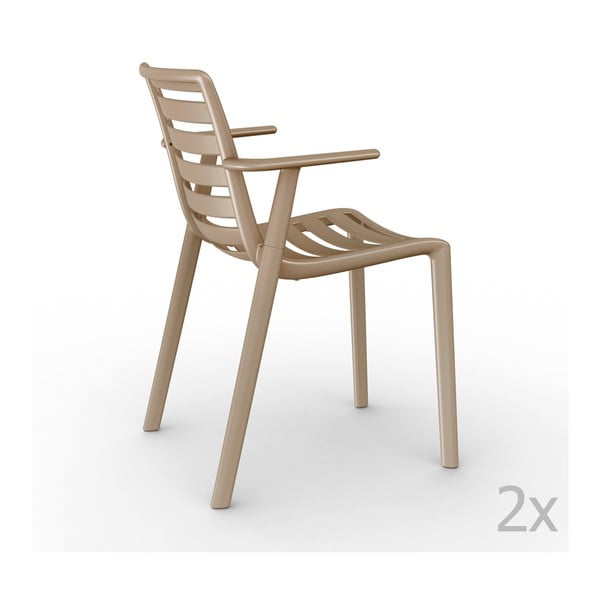 Set 2 scaune grădină, cu cotiere, Resol Slatkat, bej