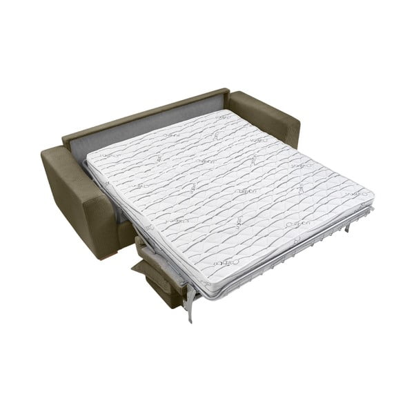 Canapea verde/maro extensibilă cu tapițerie din catifea reiată  225 cm Augustin – Bobochic Paris-image-4