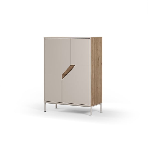 Comodă crem/în culoare naturală cu aspect de lemn de stejar 85x120x40 cm Lilou – Marckeric-image-4