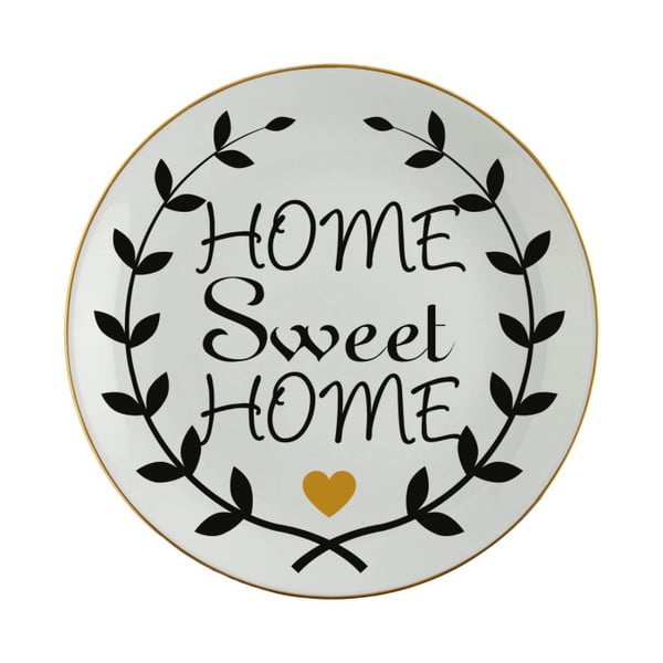 Farfurie din porțelan Vivas Home Sweet Home, Ø 23 cm, negru - alb