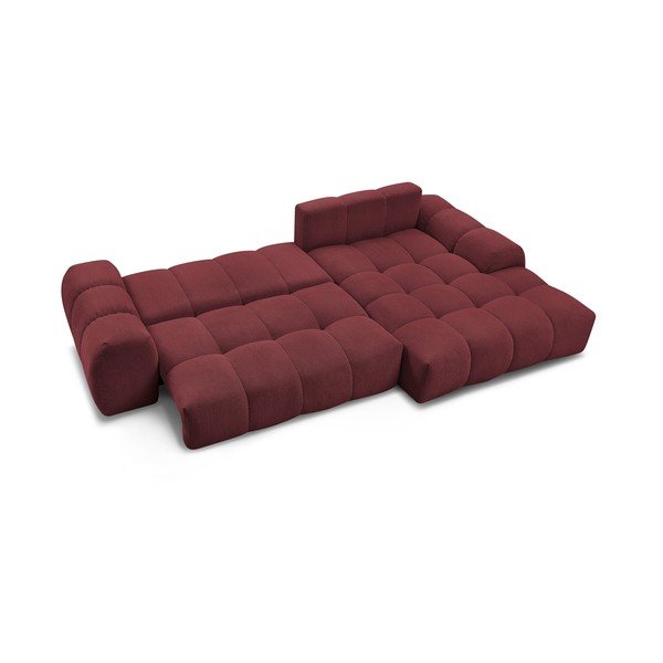 Colțar burgundy extensibil/cu spațiu de depozitare cu tapițerie din chenille (cu colț pe partea dreaptă/cu șezlong) Everest – Bobochic Paris-image-4