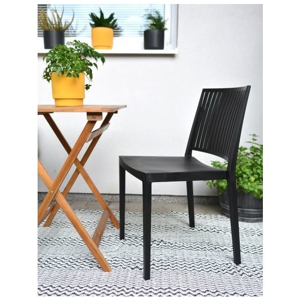 Scaun de grădină negru din plastic Bars - Rojaplast-image-1