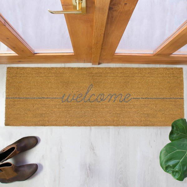 Covoraș intrare din fibre de cocos Artsy Doormats Welcome, 120 x 40 cm, gri-image-1