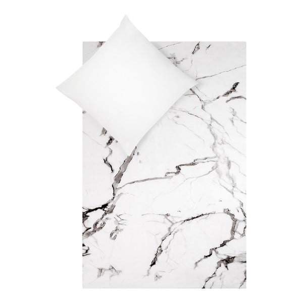 Lenjerie de pat din bumbac percale Westwing Collection Malin, 155 x 220 cm, alb-negru