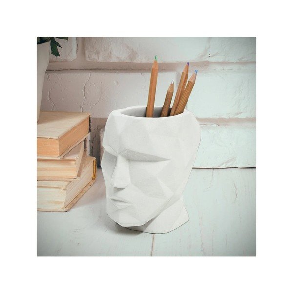 Organizator alb pentru papetărie din ciment Head – Balvi-image-1