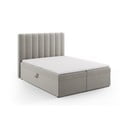 Pat boxspring gri cu spațiu de depozitare 160x200 cm Gina – Milo Casa