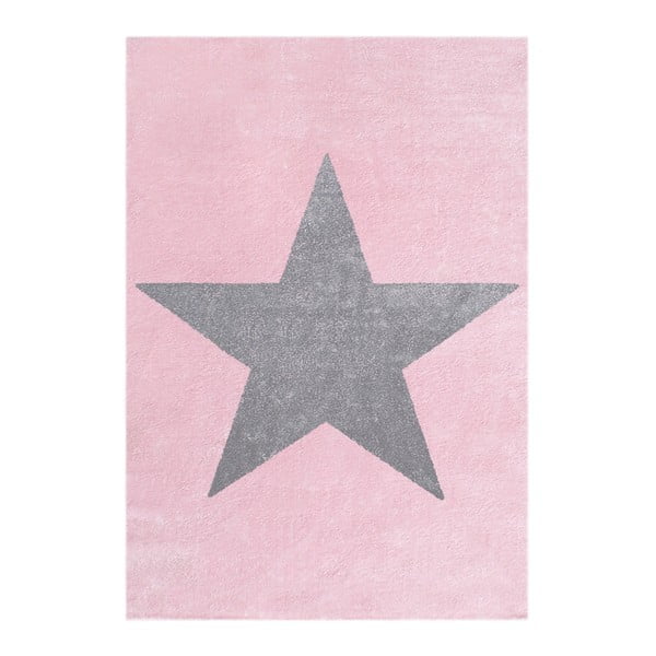 Covor pentru copii Happy Rugs Superstar, 80x150 cm, roz - gri