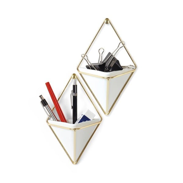 Set 2 ghivece suspendate din ceramică și cadru auriu Umbra Trigg-image-4