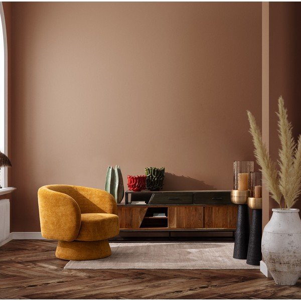 Fotoliu galben muștar pivotant cu tapițerie din chenille Julienne – Bizzotto-image-1