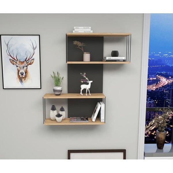 Raft gri antracit-în culoare naturală etajat cu aspect de lemn de pin 65 cm Destan – Kalune Design-image-1