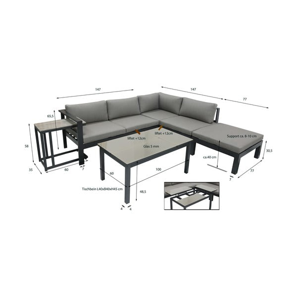Set colțar și masă pentru grădină Garden Pleasure Miranda-image-4